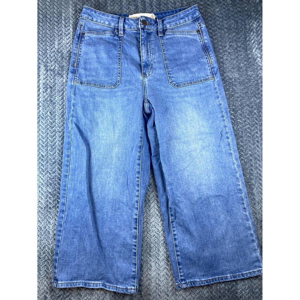 Soft Surroundings Ultimate Wide Leg Cropped Jeans Womens 6 Blue High Rise 2CW58